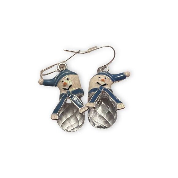 ⭐️3/$25⭐️ Crystal Snowman  Dangle Earrings - Picture 1 of 2